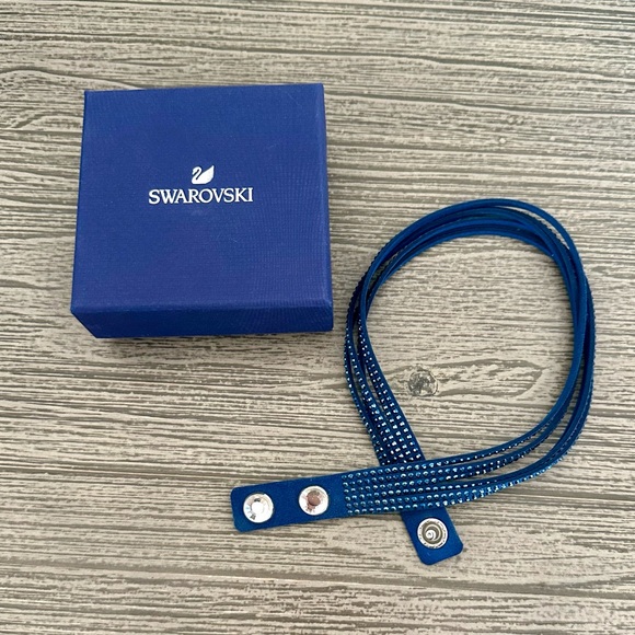 Swarovski Multi-Strand Double Wrap Bracelet with Dark Blue Stones. - Picture 3 of 4